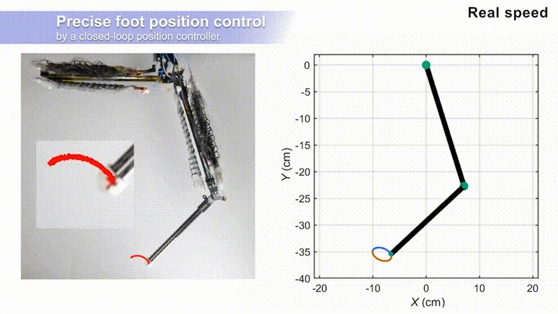 Electrohydraulic robotic leg in a hardware control experiment